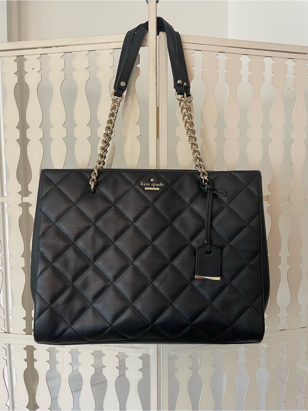 kate spade New York Emerson Place Phoebe Quilted Black Leather Tote